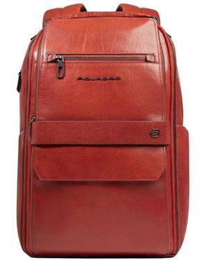 Piquadro Logo-Plaque Backpack - Red