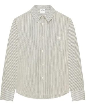Courreges Chemise En Popeline À Rayures - White