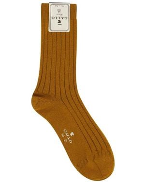 Gallo Ribbed-Knit Socks - Brown