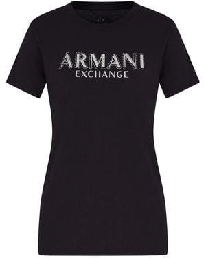 ARMANI EXCHANGE Logo-Embellished T-Shirt - Black