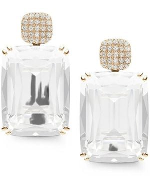 Goshwara Pendientes Gossip Con Diamantes Y Cuarzo De Luna - Blanco