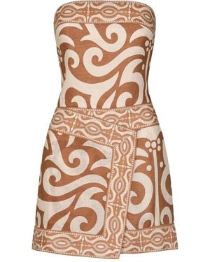 Johanna Ortiz Raíz Ritual Mini-Jurk Met Patroon - Bruin