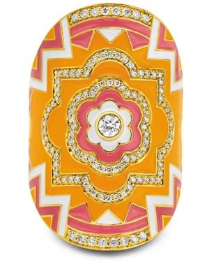 Buddha Mama Gewickelter Mandala Ring Mit Diamant - Orange