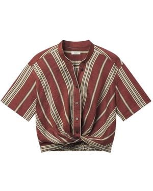 A.L.C. Leonore Striped Twist-Front Top - Brown