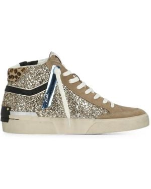 Crime London Skate Recut Glitter High-Top Trainers - White