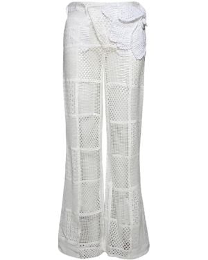 Roberta Einer Floral-Appliqué Boyfriend Trousers - White