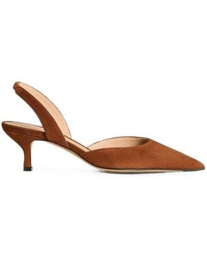 Kiton Suede Pointed-Toe Slingback Court Shoes - Brown