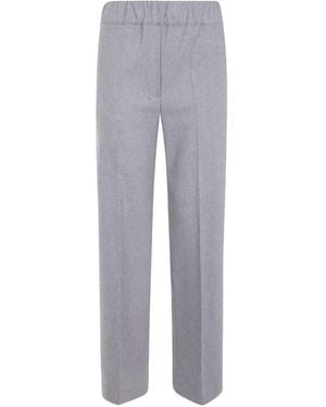 D.exterior Elasticated-Waistband Pressed-Crease Pants - Gray