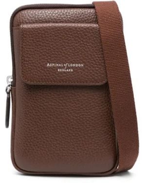 Aspinal of London Reporter Leren Crossbodytas - Bruin
