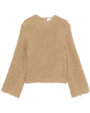 Séfr Rundhals-Pullover Mit Ausgefransten Kanten - Natur