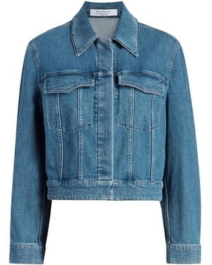 Another Tomorrow Seam-Detail Cropped Jacket - Blue