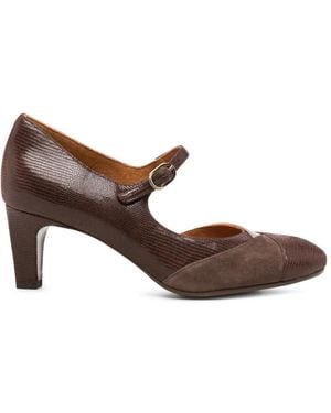 Chie Mihara Fyasa Lizard-Effect Leather Court Shoes - Brown