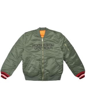 Supreme Reversible Ma-1 Text Print Jacket - Green