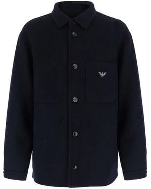 Emporio Armani Logo-Plaque Jacket - Blue