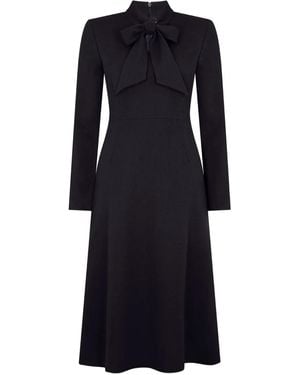 Jane Wallis Midikleid mit Schleifenkragen - Schwarz