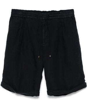 Brunello Cucinelli Blu lino gabardine pantaloncini vita elastica - Nero