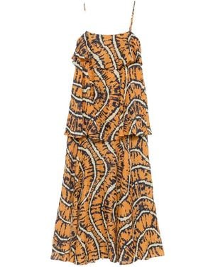 ALÉMAIS Ripple Ruffled Tiered Maxi Dress - Metallic