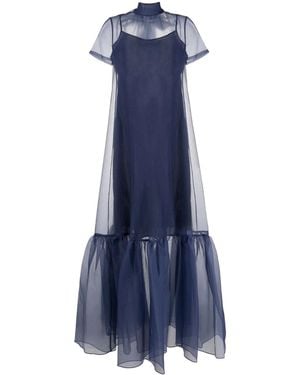 STAUD Calunna Organza Maxi Dress - Blue