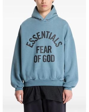 Fear Of God Campus 90's Logo-Print Hoodie - Blue