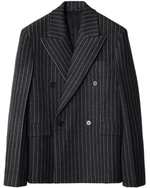 Burberry Pinstripe Double-Breasted Blazer - Black