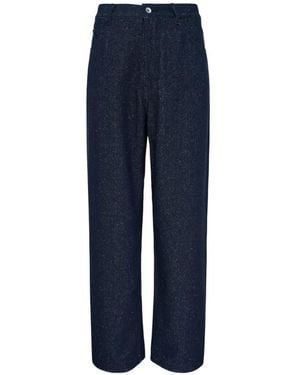 AURALEE Wide-Leg Silk-Nep Trousers - Blue