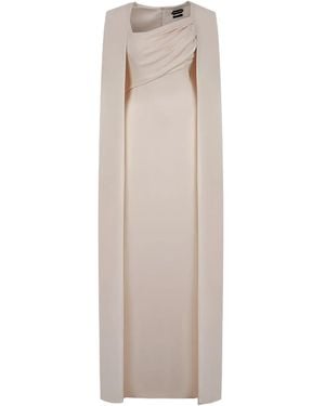 Tom Ford Asymmetric Drape Cape Dress - Natural
