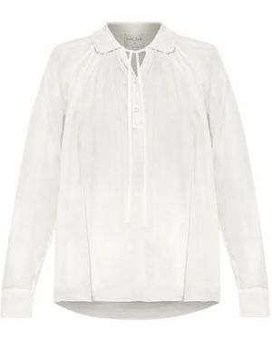 forte_forte Tie-Fastening Semi-Sheer Blouse - White