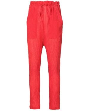 Amir Slama Crinkle-Effect Silk Trousers - Red