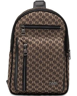 Karl Lagerfeld Mochila con motivo pied de poule - Marrón