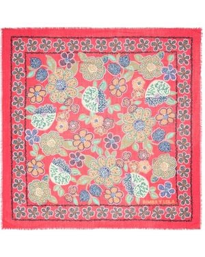 Bimba Y Lola Mosaic-Floral Scarf - Red