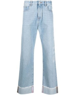 Gcds Logo-Patch Straight-Leg Jeans - Blue