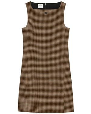 Courreges Houndstooth Slit Mini Dress - Brown
