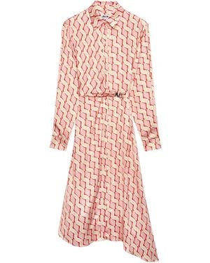 MSGM Geometric-Pattern Dress - Red