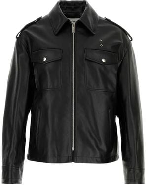 McQueen Eyelet-Detail Leather Jacket - Black