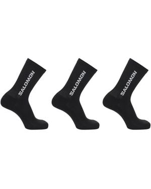 Salomon Logo-Intarsia Socks (Set Of Three) - Black
