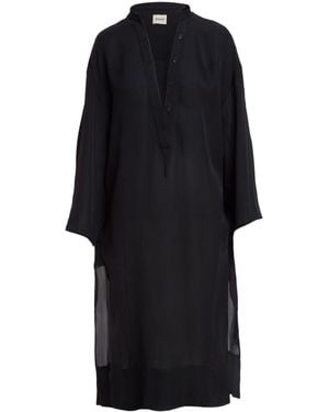 Khaite The Brom Silk Shirtdress - Black