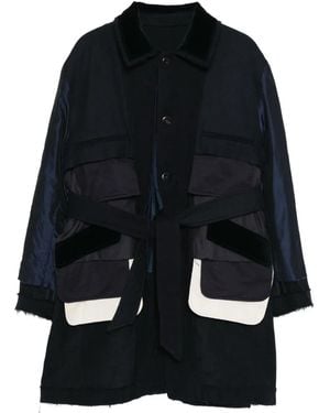 Midorikawa Patchwork belted coat - Negro