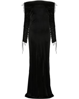 Atlein Off-Shoulder Ruched Gown - Black