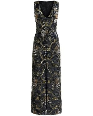 Etro Vestido Largo Con Bordado De Lentejuelas - Negro