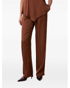 Gaelle Paris Satin-Finish Wide-Leg Trousers - Brown