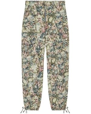 Ganni Floral-Print Trousers - Natural