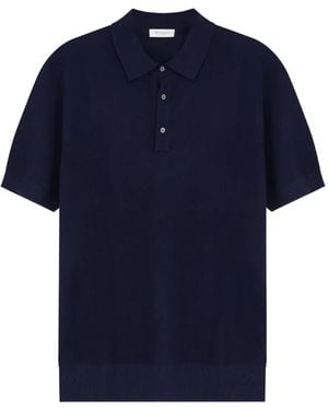 Bramani Cashmere Short-Sleeve Polo Shirt - Blue