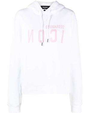 DSquared² Icon Logo-Print Hoodie - White