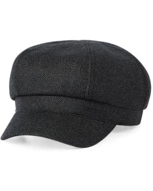 Brunello Cucinelli Mouliné Virgin Wool Twill Newsboy Cap - Black