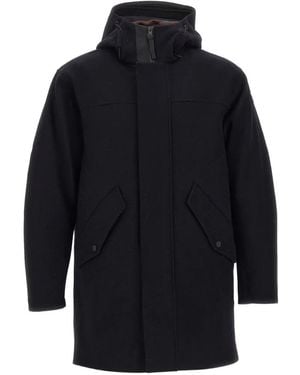 People Of Shibuya Hooded Felted Coat - Blue
