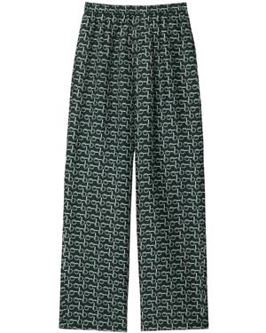 Burberry B Zipper-Print Silk Pants - Green