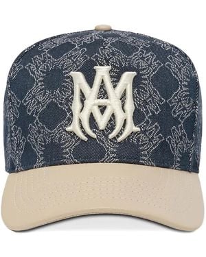 Amiri Ma Leather Brim Denim Hat - Blue