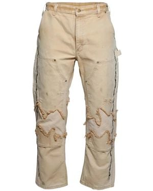 Warren Lotas Barbed-Wire Double-Knee Trousers - Natural