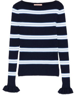 Twinset Striped Jumper With Ruffles - Blue