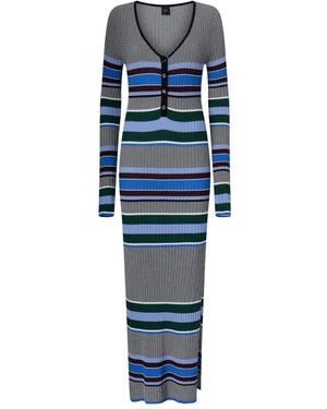 Pinko ストライプ Vネックドレス - ブルー